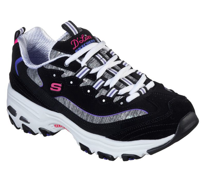 Skechers Dam Svarta/Lila Sneakers - D'lites - Sparkling Rain - Sverige (KPSIH-4391)